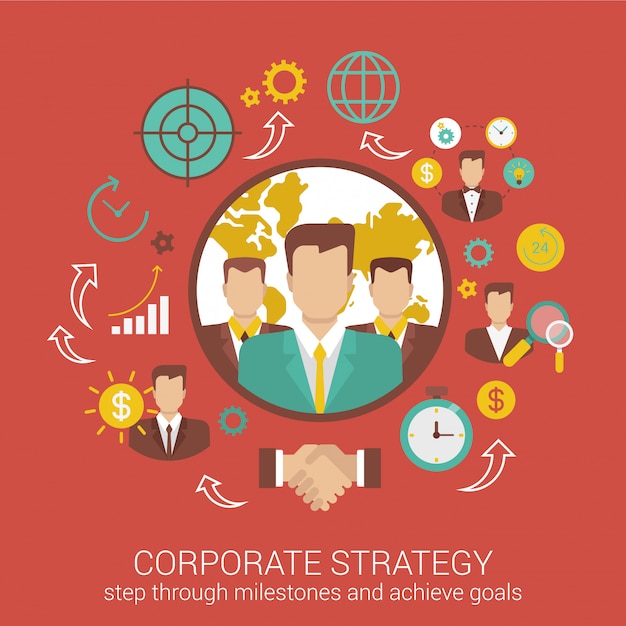 Vettore gratuito illustrazione di strategia aziendale e partnership.