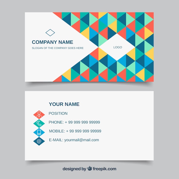 Corporate card of colorful triangles