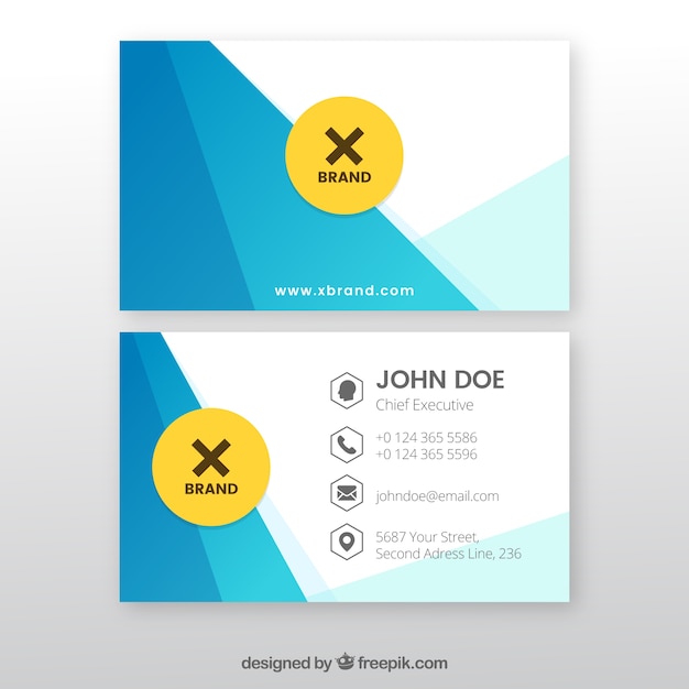 Free vector corporate card with blue abstract shapes