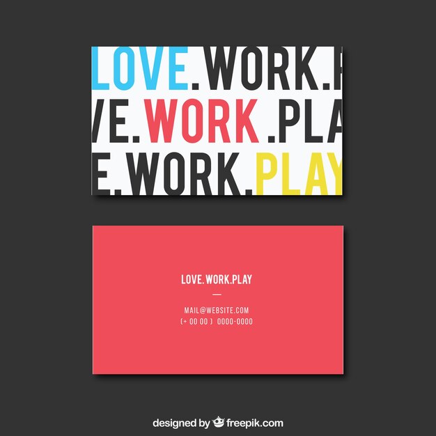 Free vector corporate card with colored words