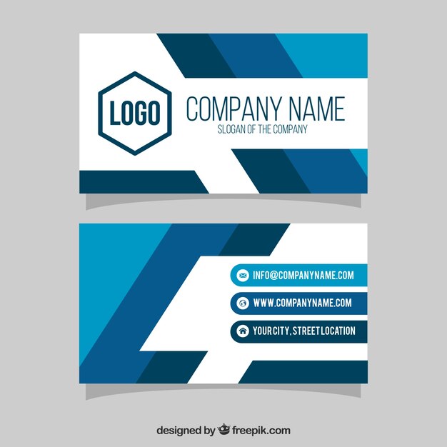 Corporate card with shapes in blue tones