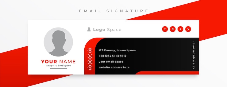 Free Vector corporate email signature card template with digital profile design