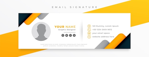 Free vector corporate email signature card template with social media profile