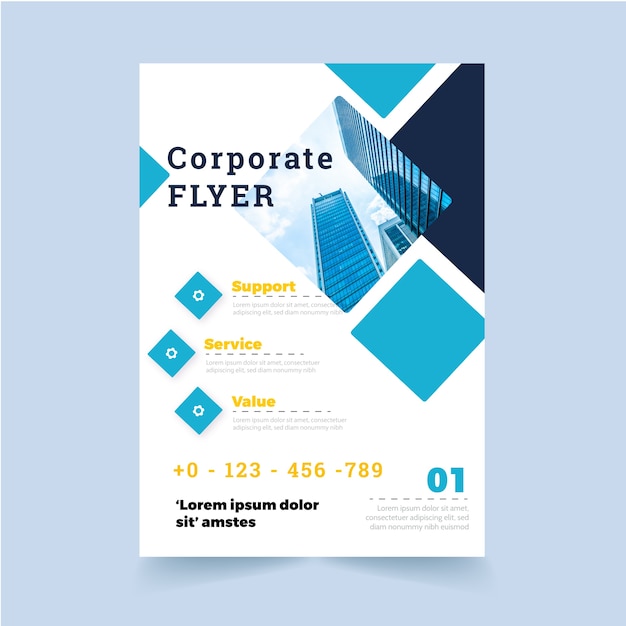 Corporate flyer with shapes and photo