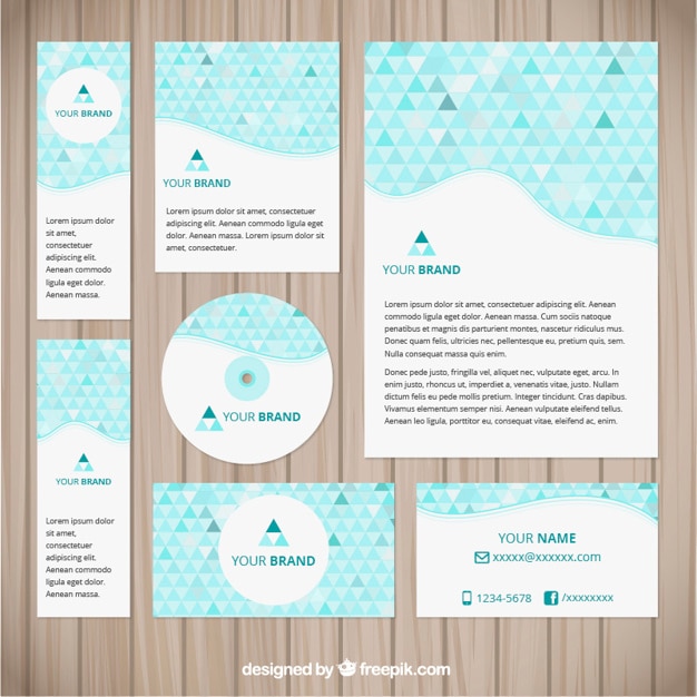 Corporate identity design with blue triangles