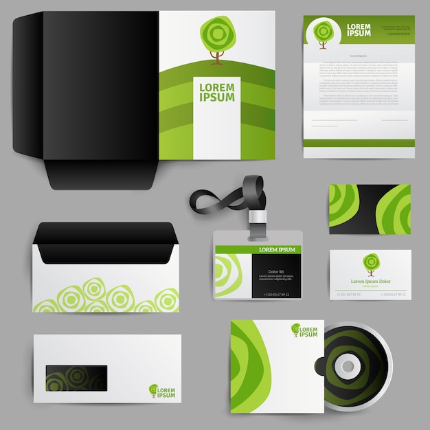 Free vector corporate identity eco design with green tree