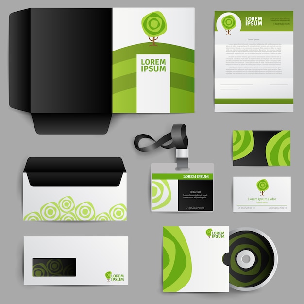 Corporate Identity Eco Design With Green Tree