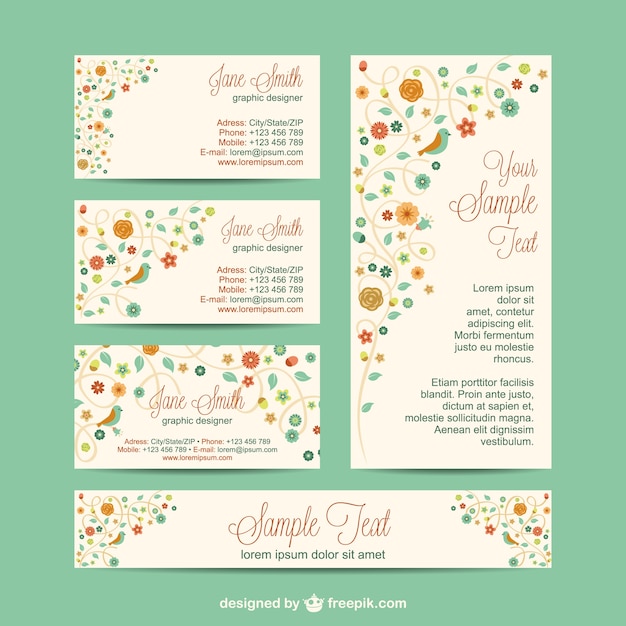 Corporate identity set flowers design