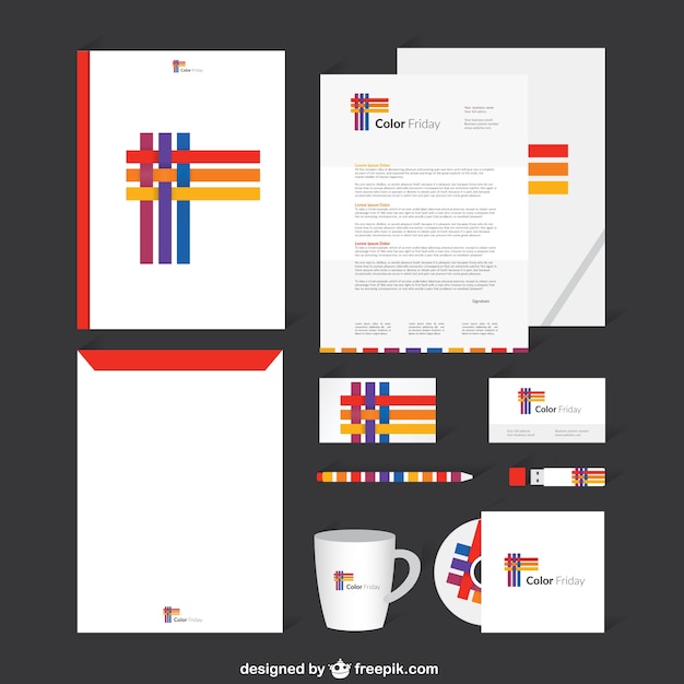 Free vector corporate identity with colorful stripes