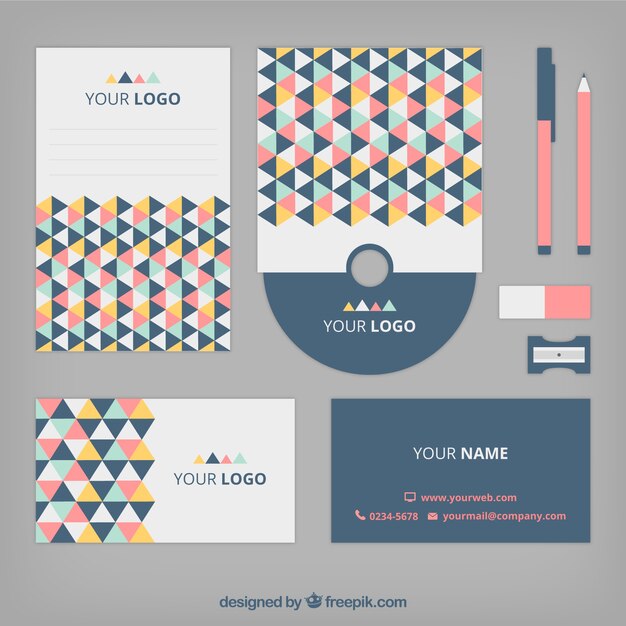 Corporate identity with colorful triangles