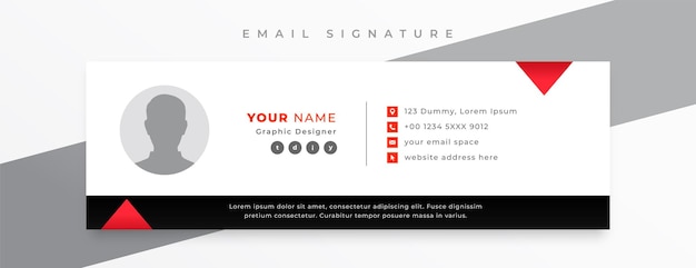 Free vector corporate mail signature card template with digital profile