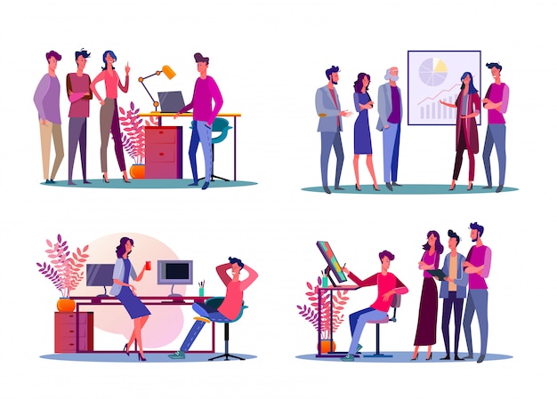 Corporate meeting illustration set