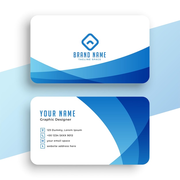 Corporate modern blue and white business card template