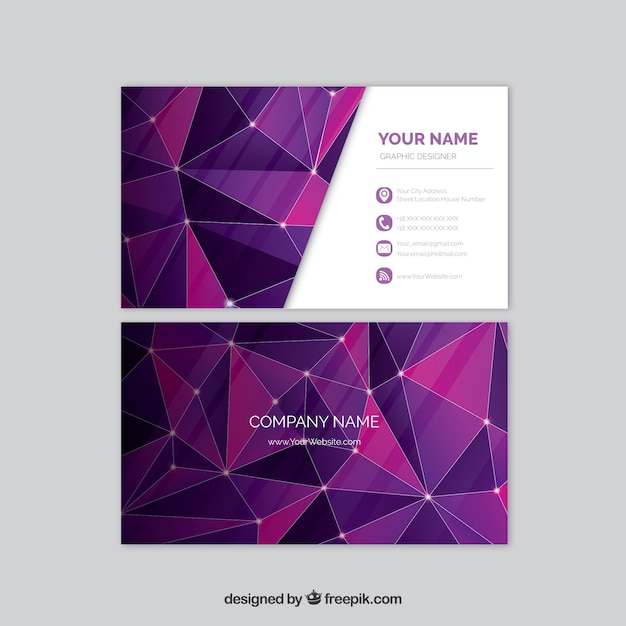 Corporate polygonal card in purple tone