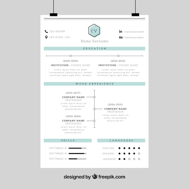 Free vector corporate resume template