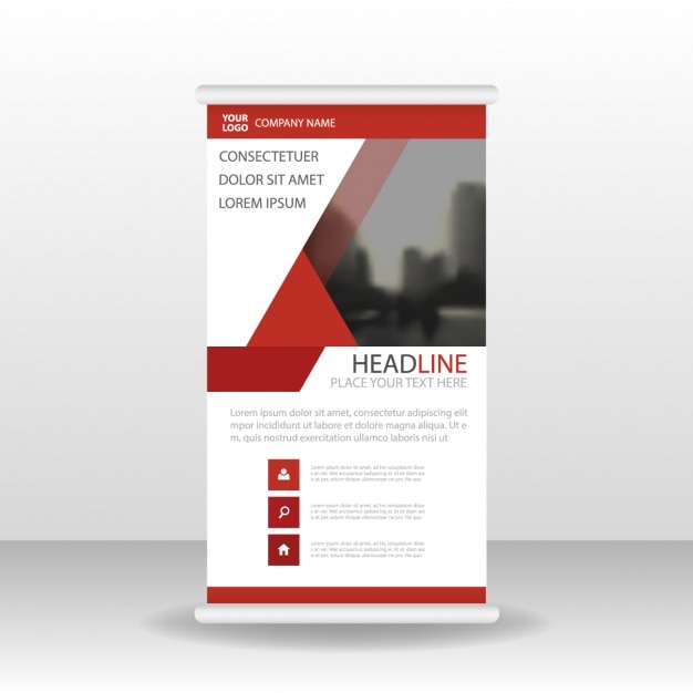 Free vector corporate roll up with red shapes