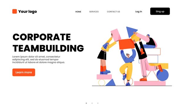 Corporate teambuilding landing page teamwork