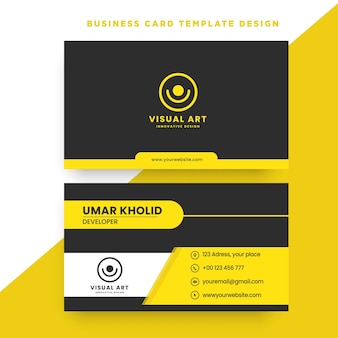 Corporate with black yellow beground clean professional business card template