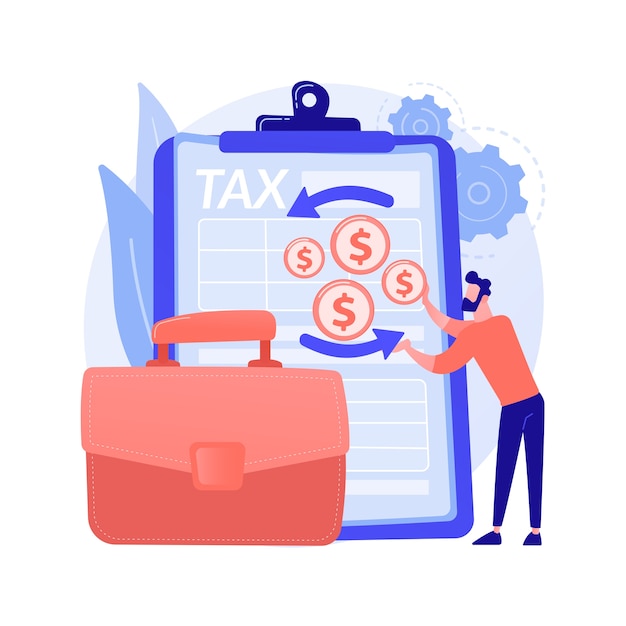 法人所得税は抽象的な概念のベクトル図を返します。会社の所得申告書、法人会計、税務申告書作成、財務活動、法人税の抽象的な比喩。