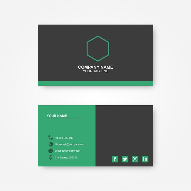 Corporative business card black and green 