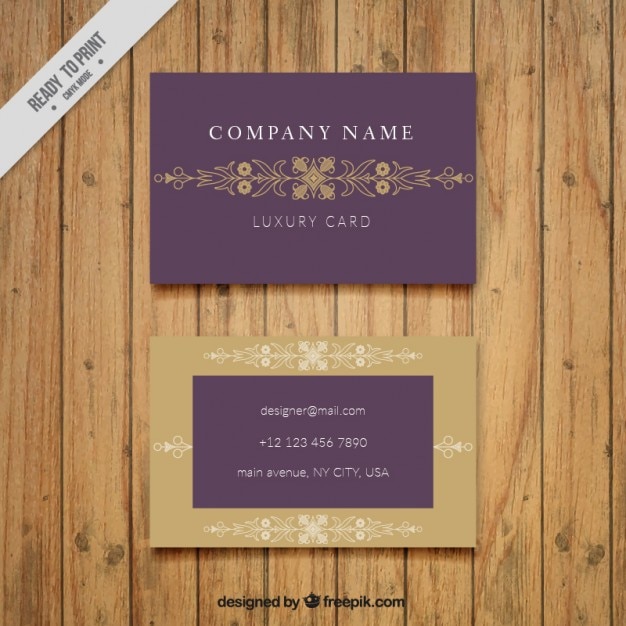 Corporative business card with a golden frame