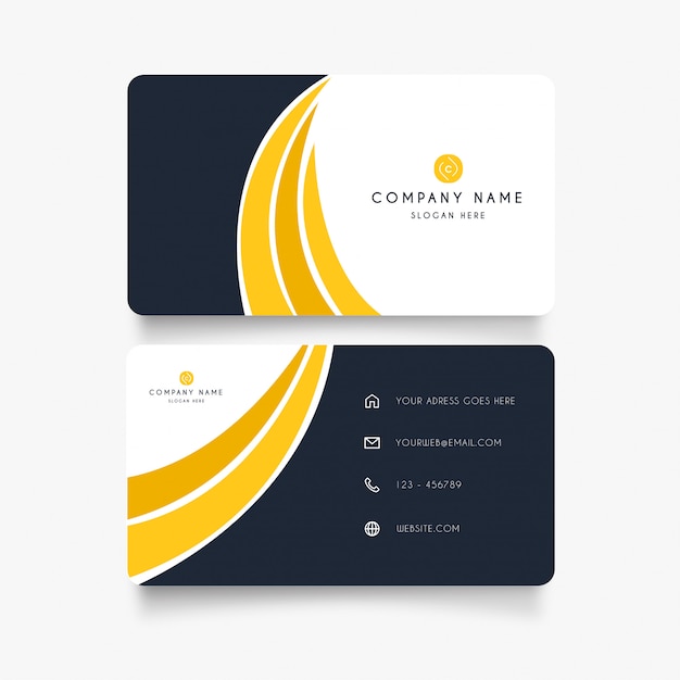 Corporative business card with yellow waves