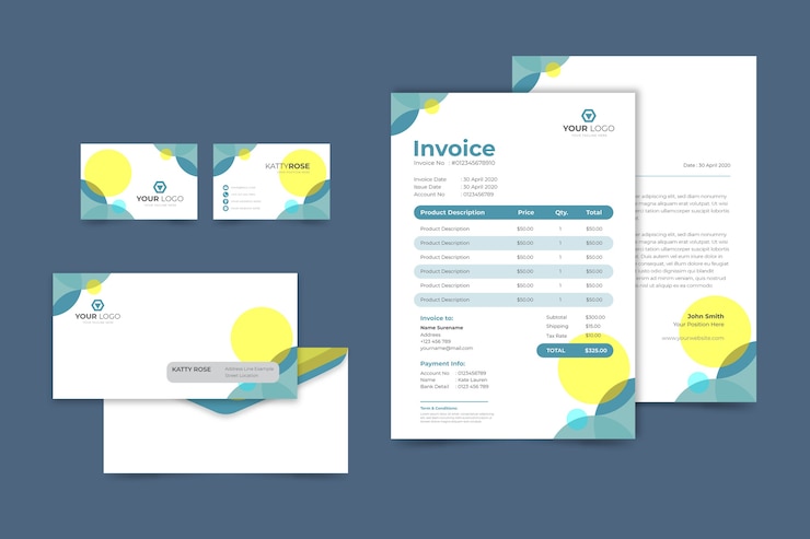 Free Vector corporative business invoice and business card