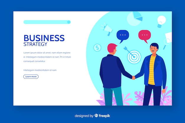 Free vector corporative business strategy landing page