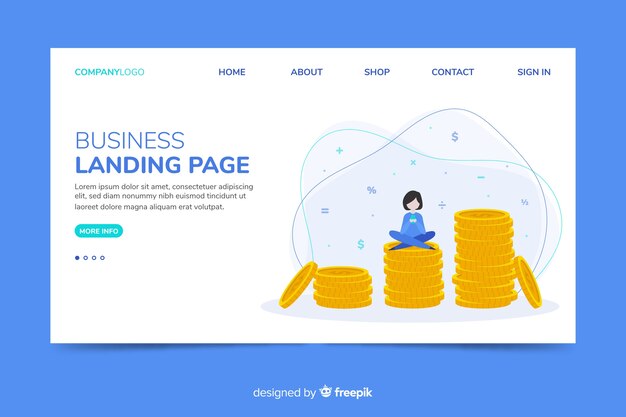 Корпоративный веб-шаблон целевой страницы с темой экономии денег