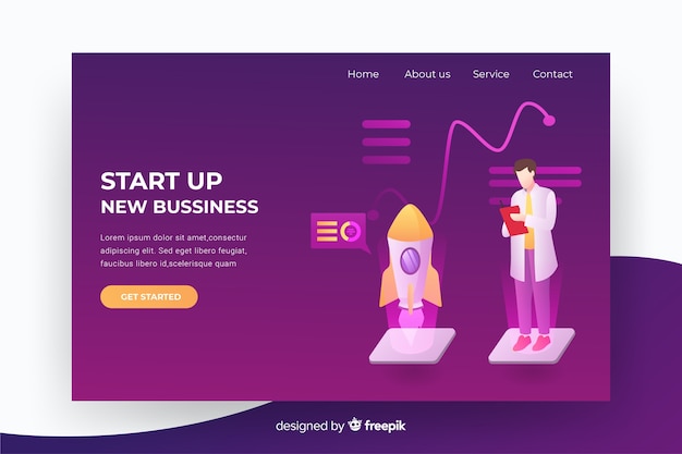 Free vector corporative start up landing page