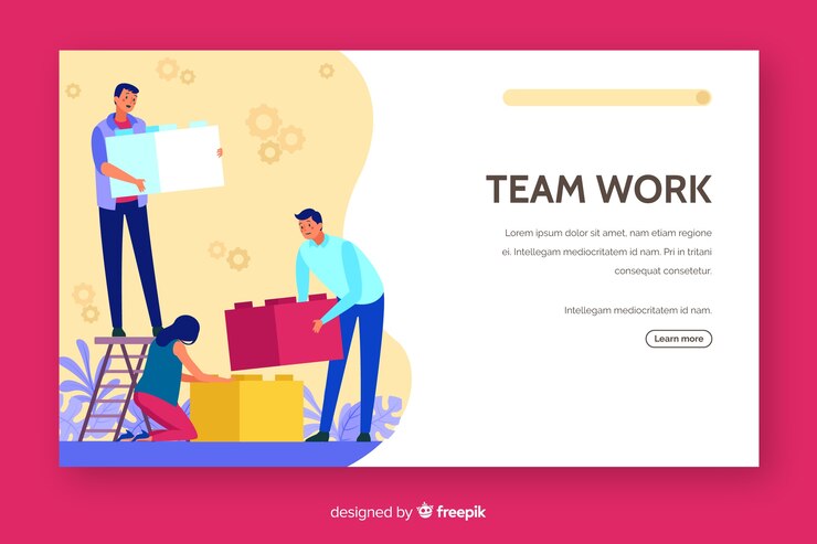 Free Vector corporative teamwork landing page design