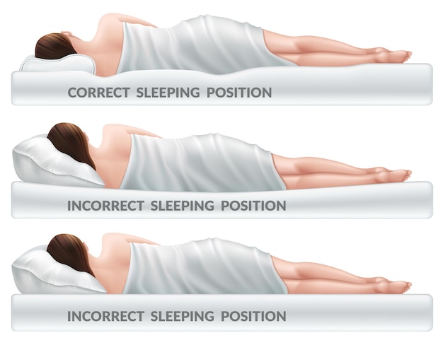 무료 벡터 올바른 수면 자세와 잘못된 수면 자세