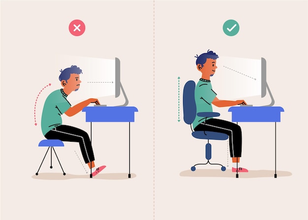 Free vector correct and incorrect posture infographics