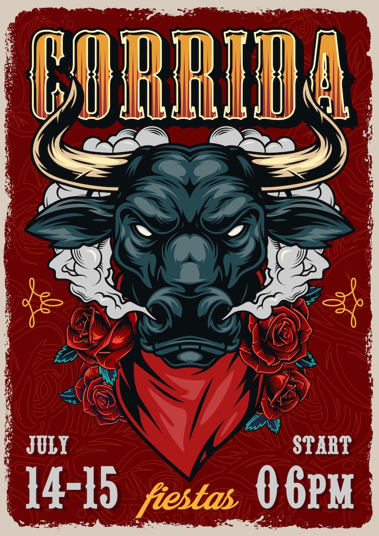Free Vector corrida vintage colorful poster template