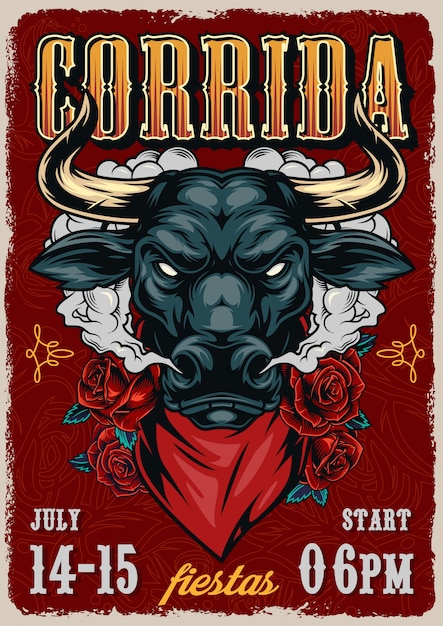 Corrida vintage colorful poster template