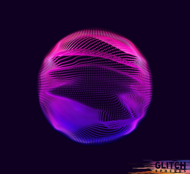 Corrupted violet point sphere on dark background