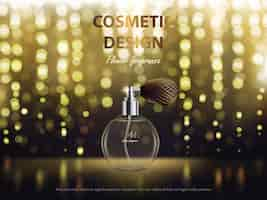 Free vector cosmetic background with round bottle with fragrance