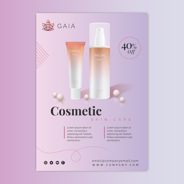 Free vector cosmetic bottle flyer with photo