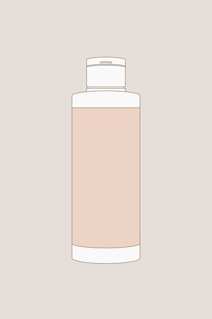 Cosmetic bottle outline, beauty product packaging vector illustration