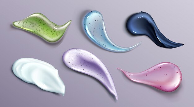 cosmetic cream and scrub smear realistic set
