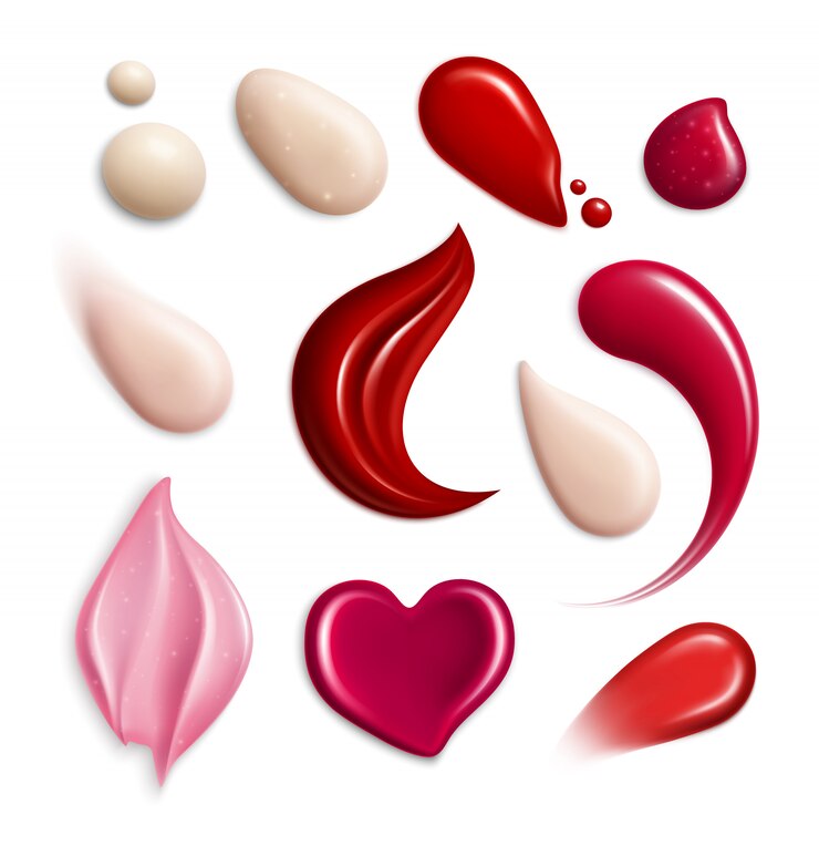 Free Vector cosmetic foundation lipgloss cream smears realistic icon set with swatch different shapes and tones  illustration