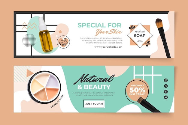 Free vector cosmetic horizontal banner template