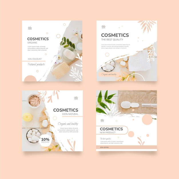 Free vector cosmetic instagram posts collection