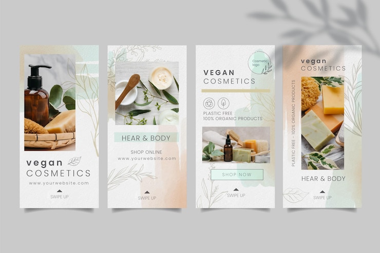 Free Vector cosmetic instagram stories pack