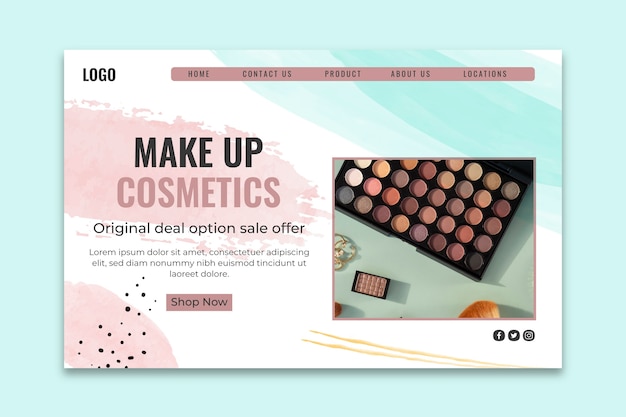 Free vector cosmetic landing page template