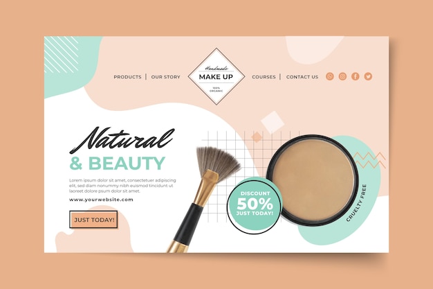 Free vector cosmetic landing page template