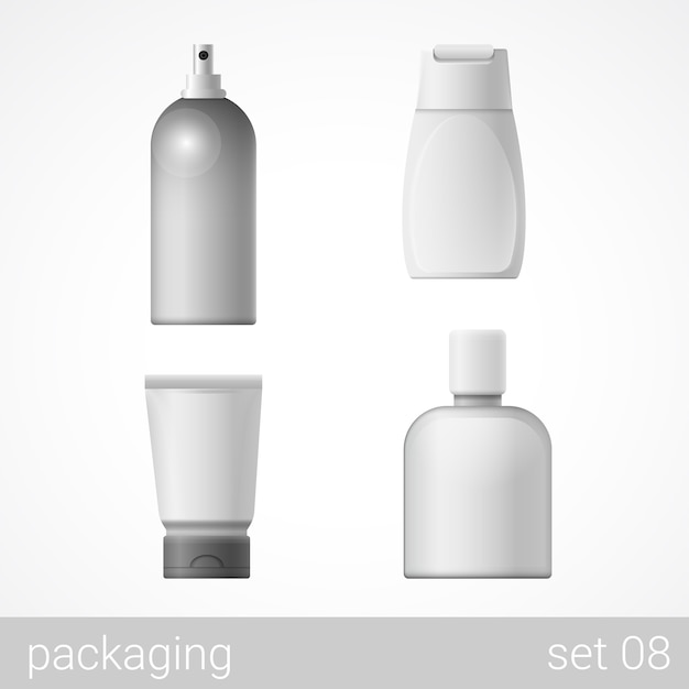 Cosmetic plastic container tube bottle package set