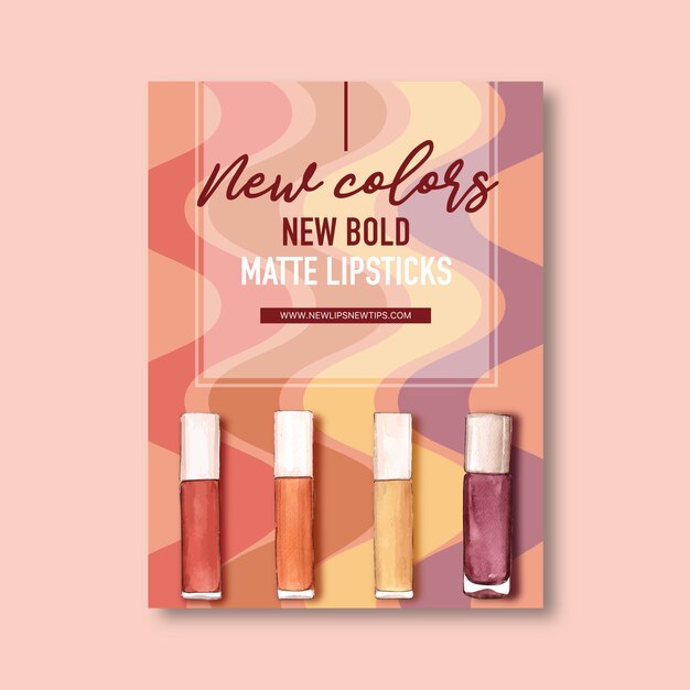 Free vector cosmetic poster with bold matte lipstick