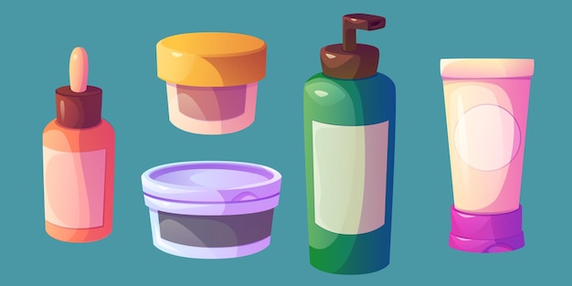 Free vector cosmetic product bottles set