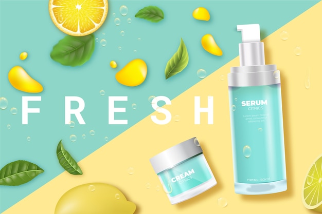 Free vector cosmetic product skincare fresh with lemon ad